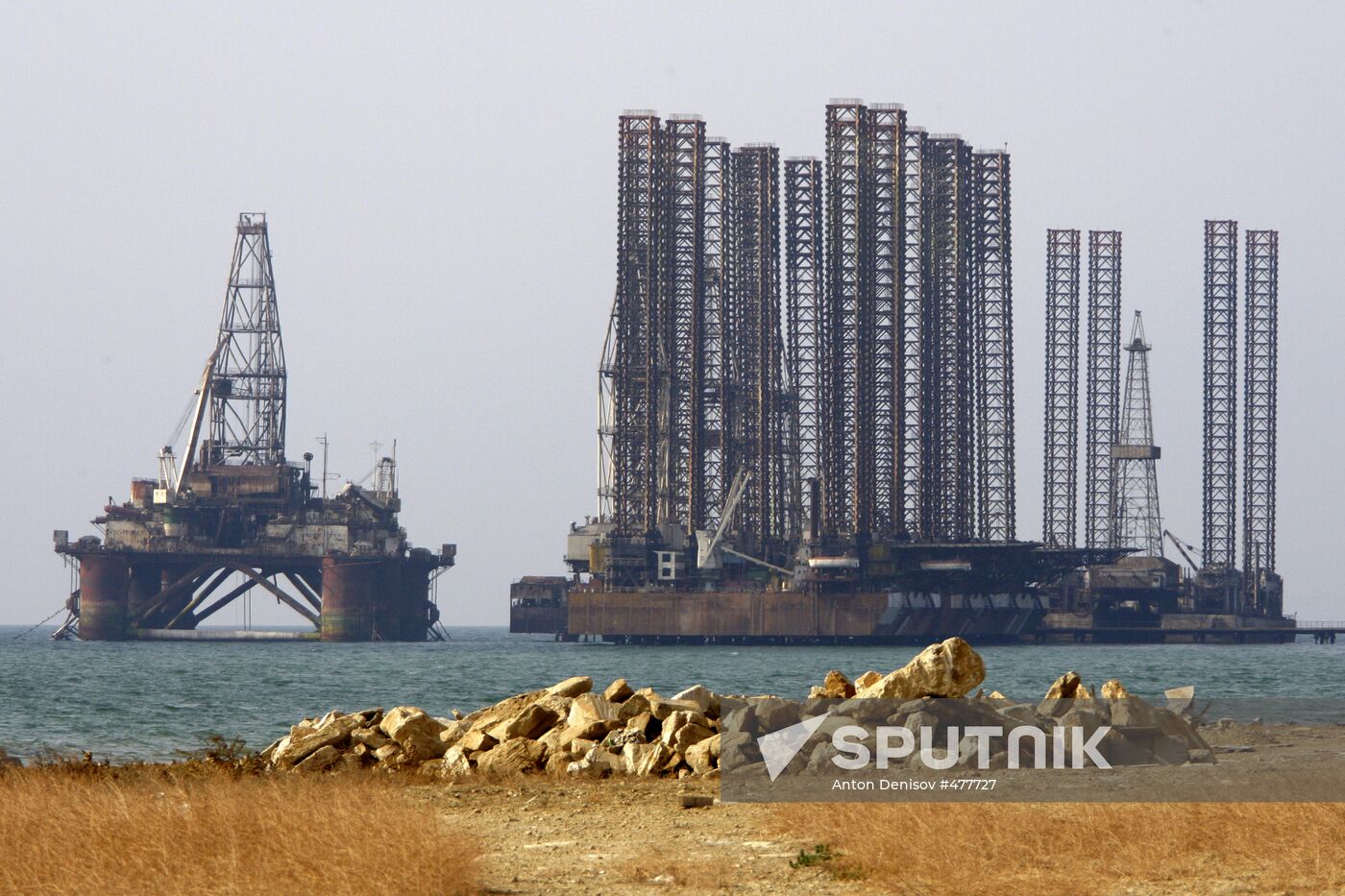 Oil rigs in the Caspian Sea