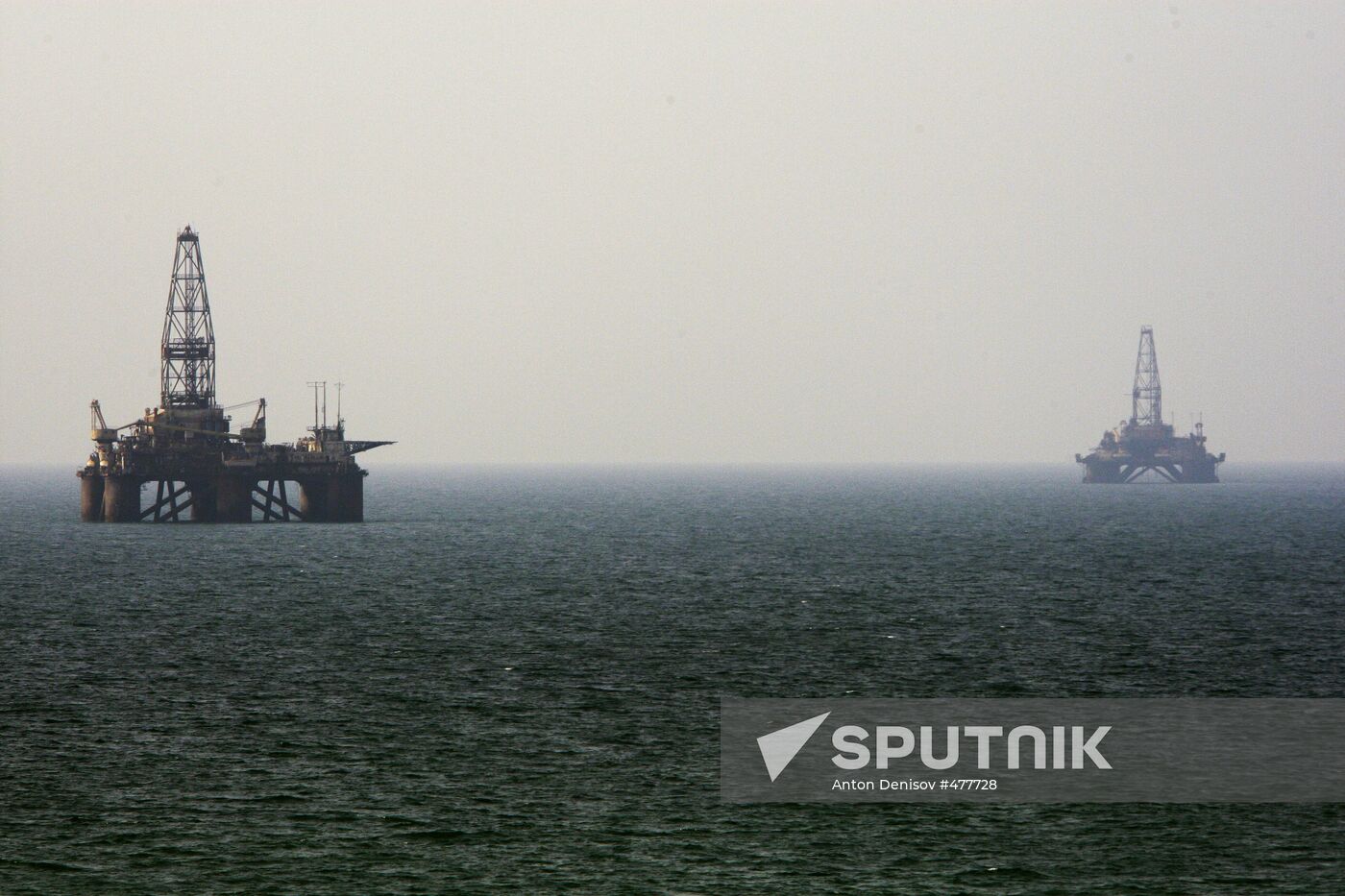 Oil rigs in the Caspian Sea