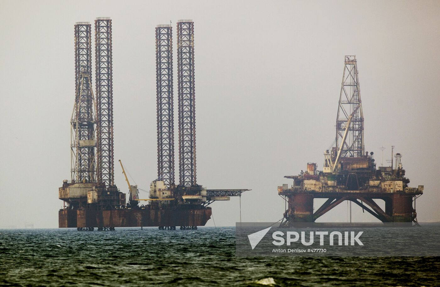 Oil rigs in the Caspian Sea