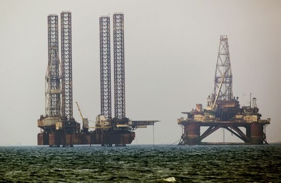 Oil rigs in the Caspian Sea