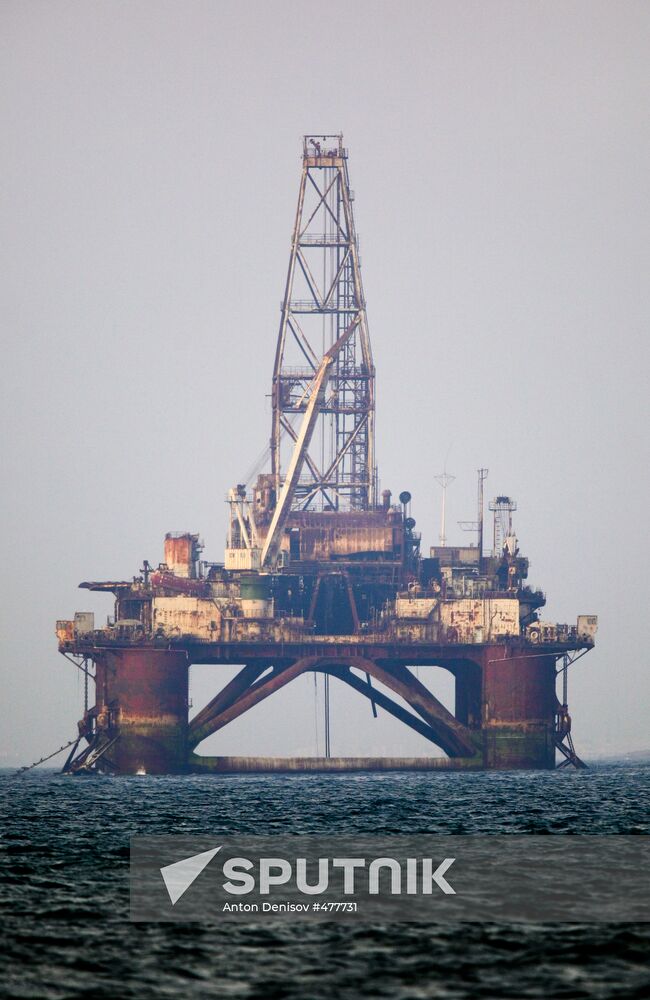 Oil rig in the Caspian Sea