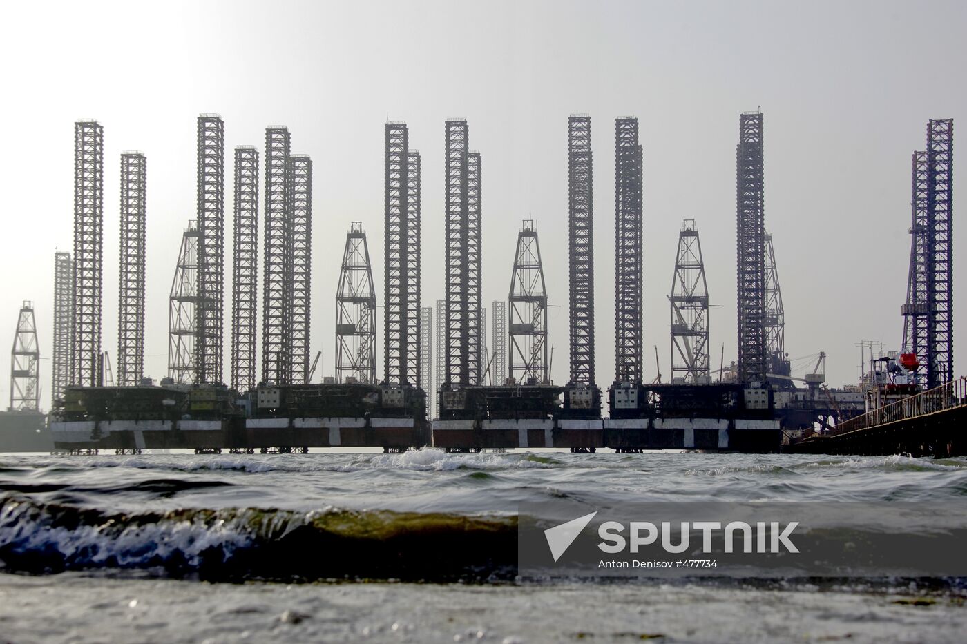 Oil rigs in the Caspian Sea