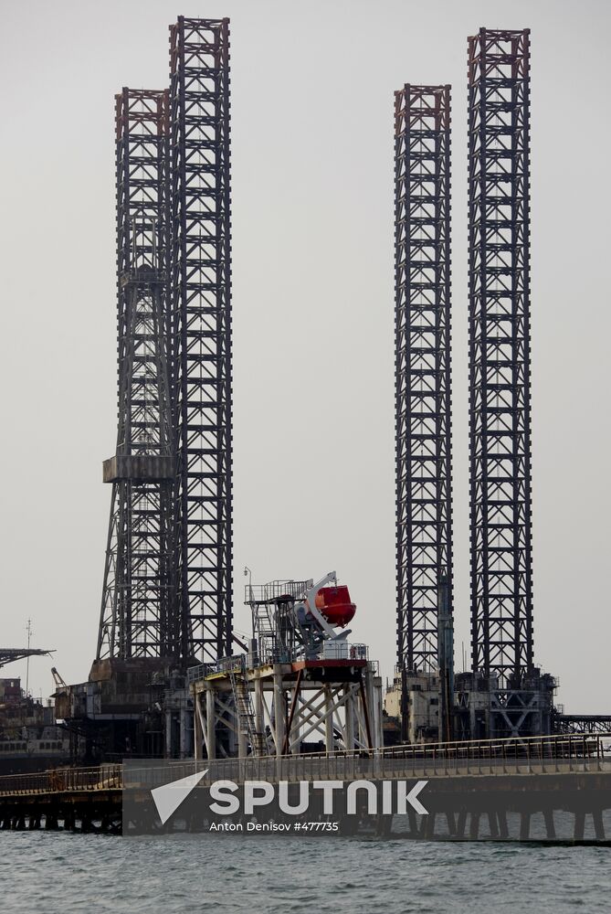 Oil rigs in the Caspian Sea