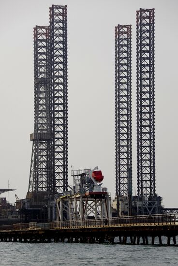 Oil rigs in the Caspian Sea