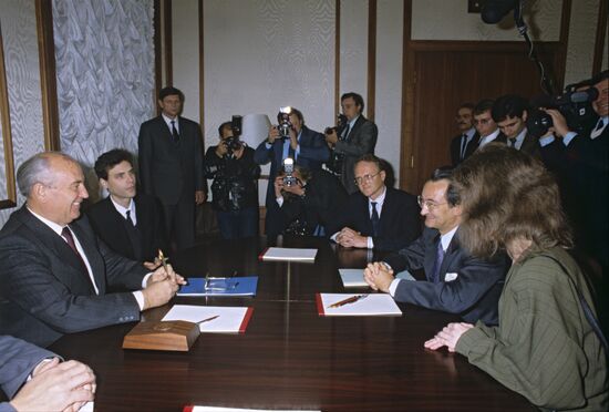 Mikhail Gorbachev meeting with Jacques Attali