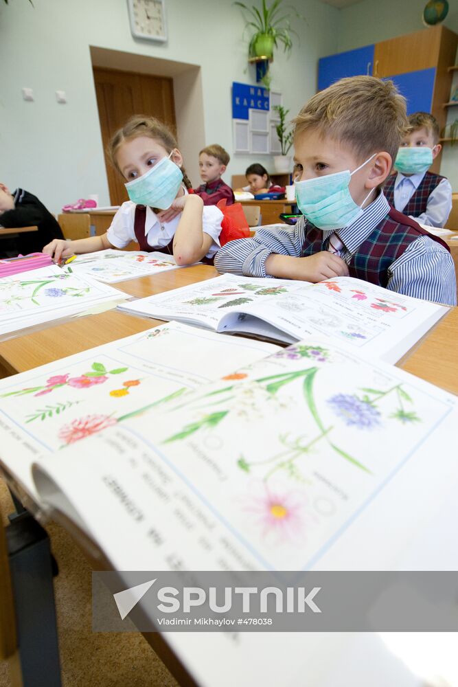 Flu prevention at Yuzhno-Sakhalinsk school