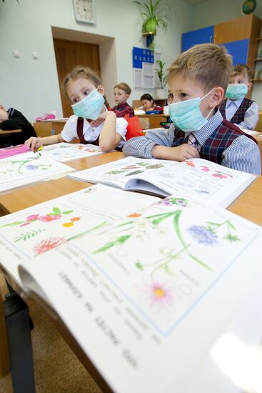 Flu prevention at Yuzhno-Sakhalinsk school