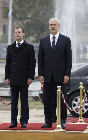 President Dmitry Medvedev arrives in Belgrade