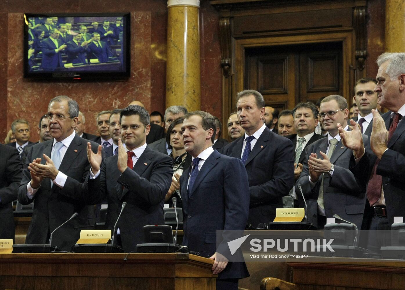 Dmitry Medvedev speaks at Serbian Parliament