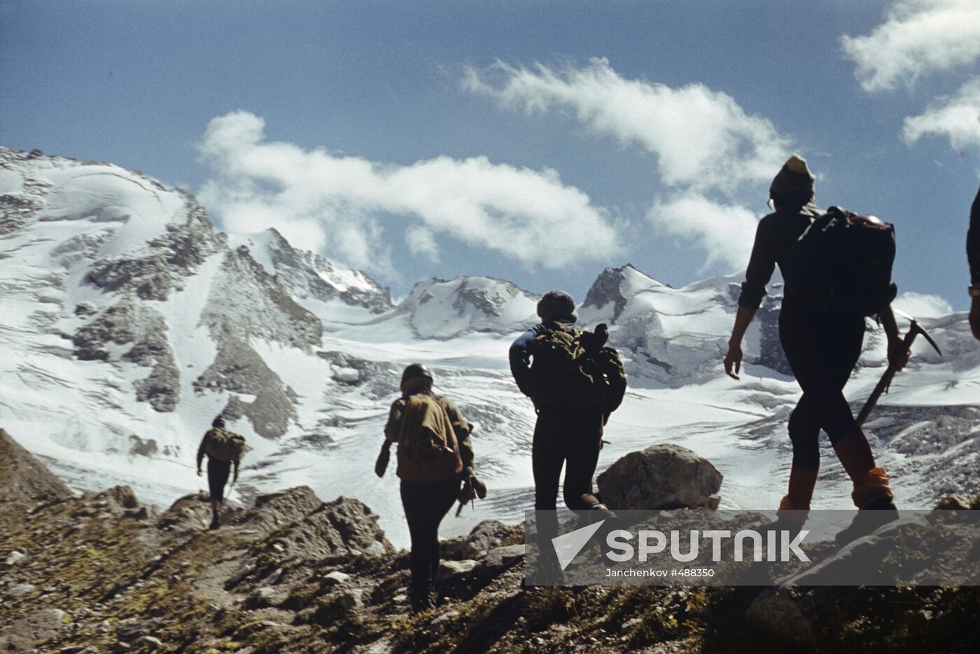 Group of mountain climbers before ascent