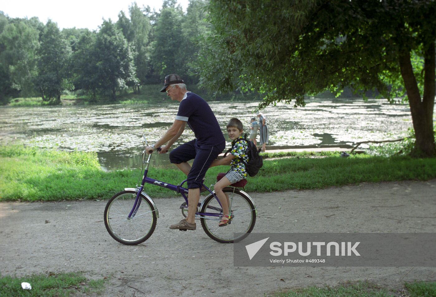 Riding on a bicycle