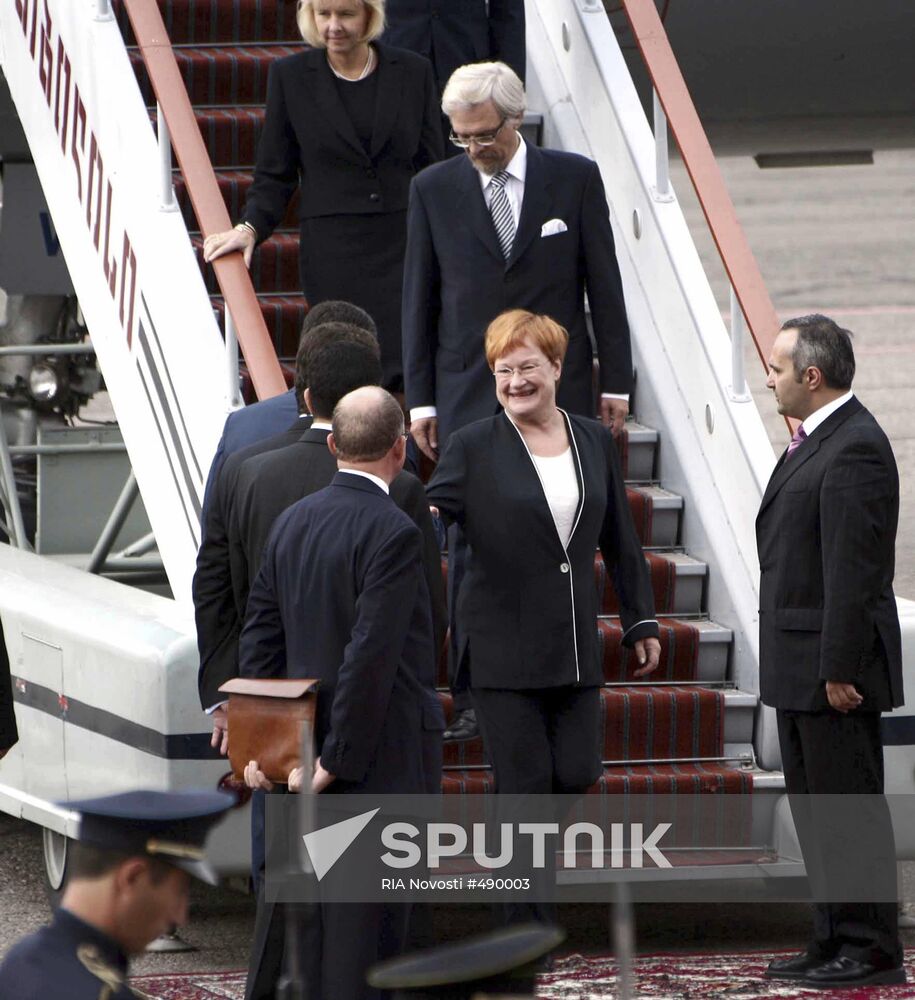 Finland's President Tarja Halonen visits Georgia