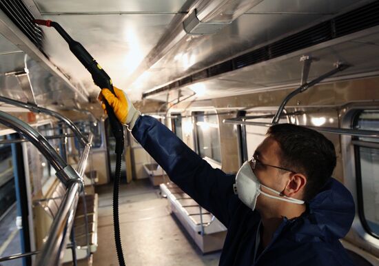 Subway cars disinfected in Kaluzhskoye depot
