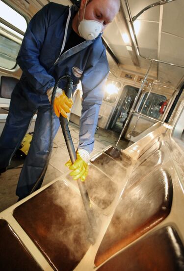 Subway cars disinfected in Kaluzhskoye depot