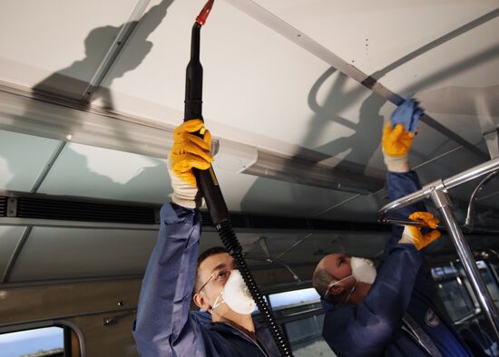 Subway cars disinfected in Kaluzhskoye depot