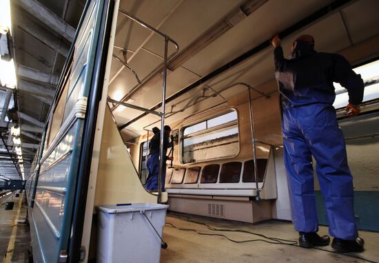 Subway cars disinfected in Kaluzhskoye depot