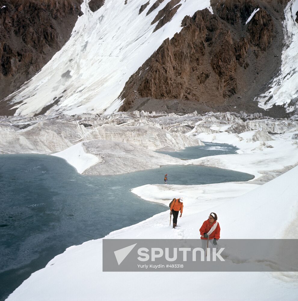 Mountaineers in Central Tien Shan Mountains