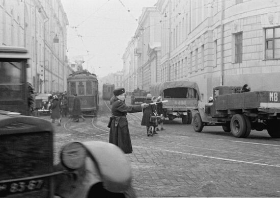 A policewoman on a Moscow street
