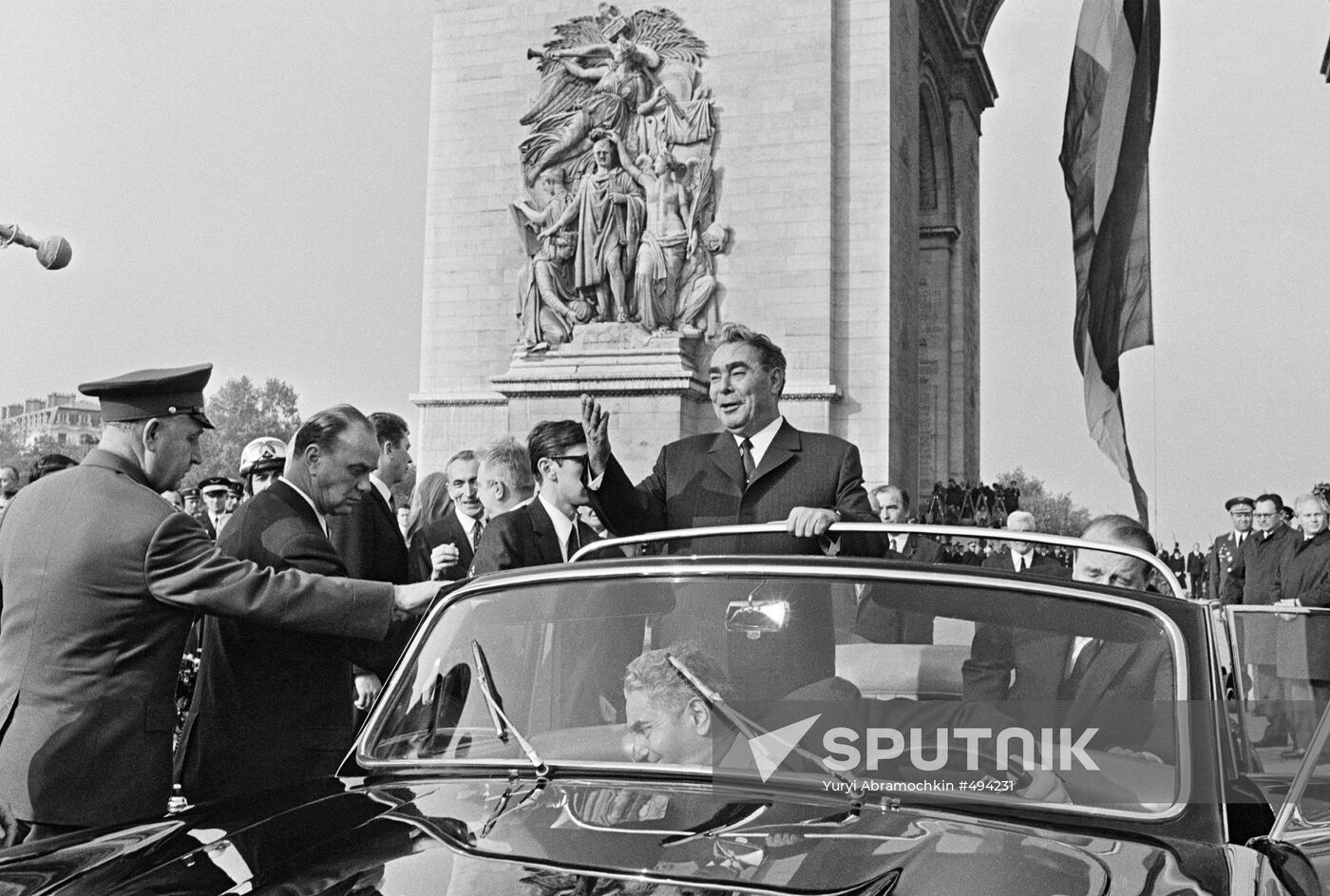 Soviet leader Leonid Brezhnev visits Paris