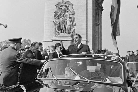 Soviet leader Leonid Brezhnev visits Paris