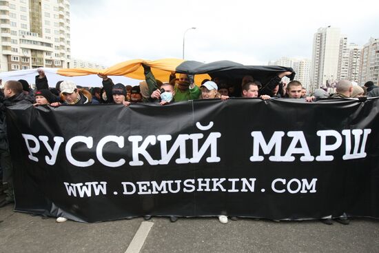 Nationalists hold Russian March rally in Moscow