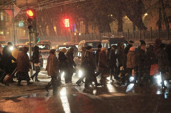 Snowfall in Moscow