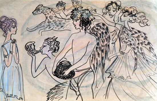 Painting "Meeting of Bacchus and Nymph"