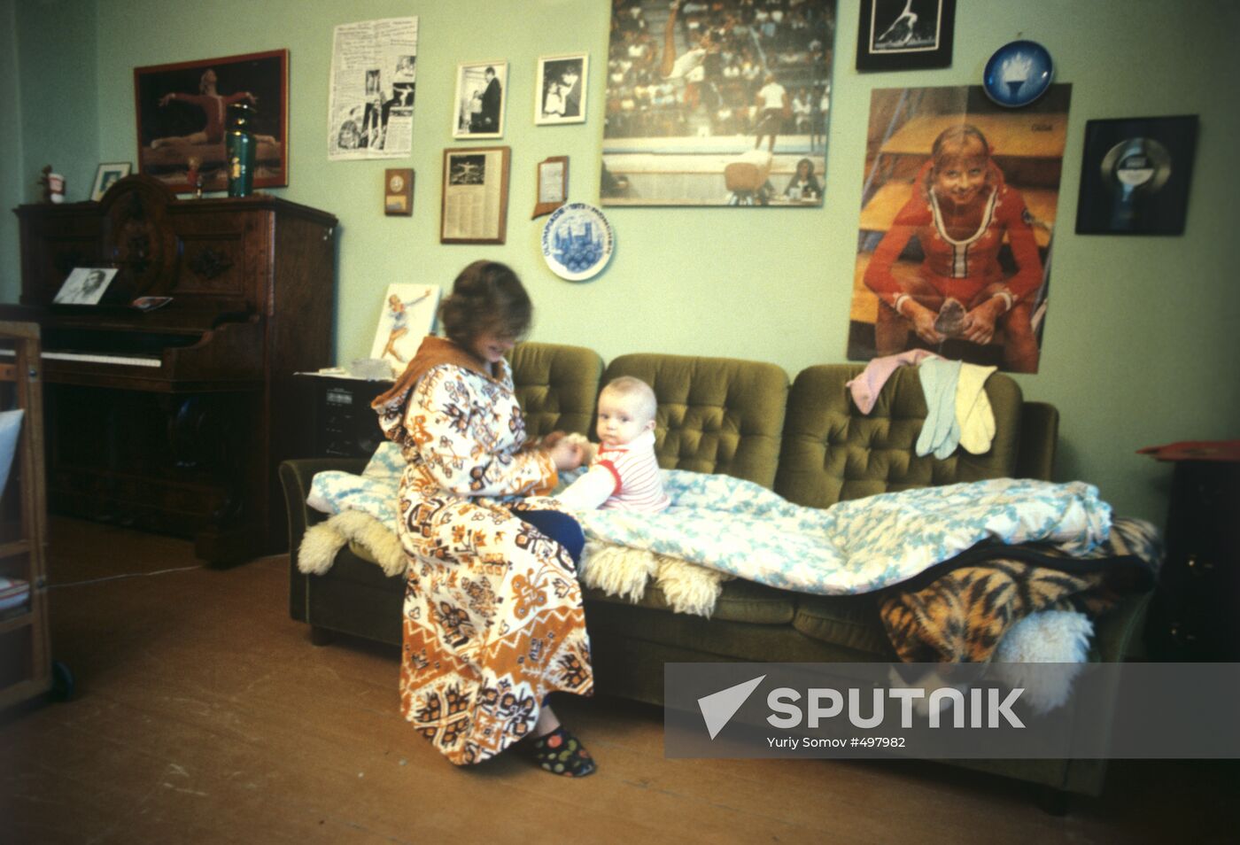 Gymnast Olga Korbut with her son