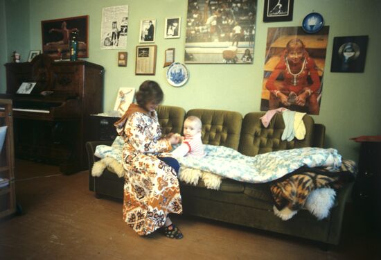 Gymnast Olga Korbut with her son
