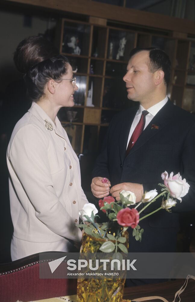 Yuri Gagarin with wife, Valentina