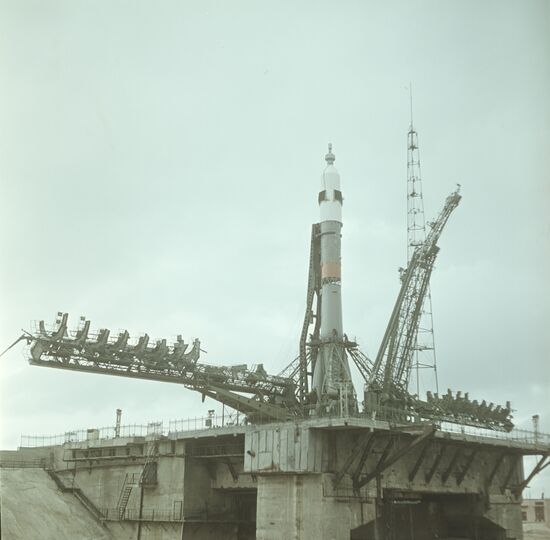 Boost rocket with space ship Soyuz-10
