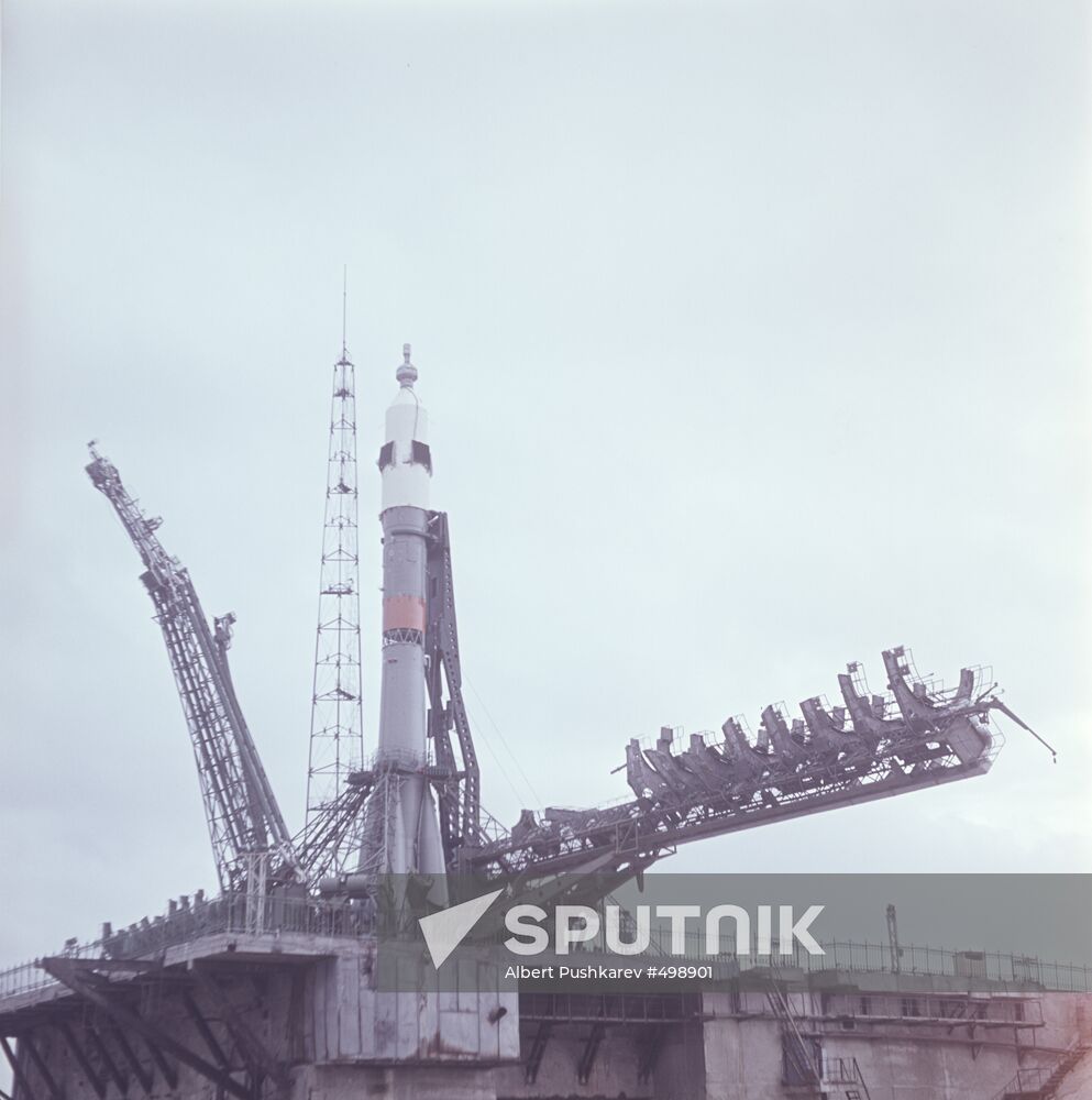 Boost rocket with space ship Soyuz-10