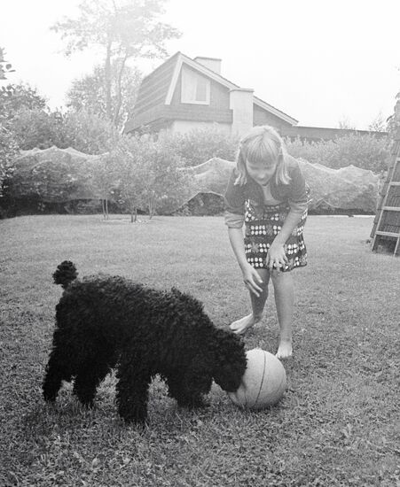GIRL DOG BALL