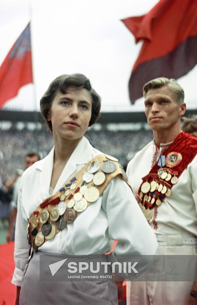 Gymnasts Tamara Manina and Boris Shakhlin