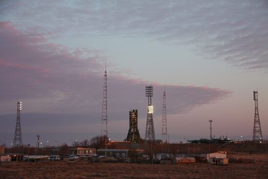 Launch of Soyuz booster rocket with Progress-M freighter