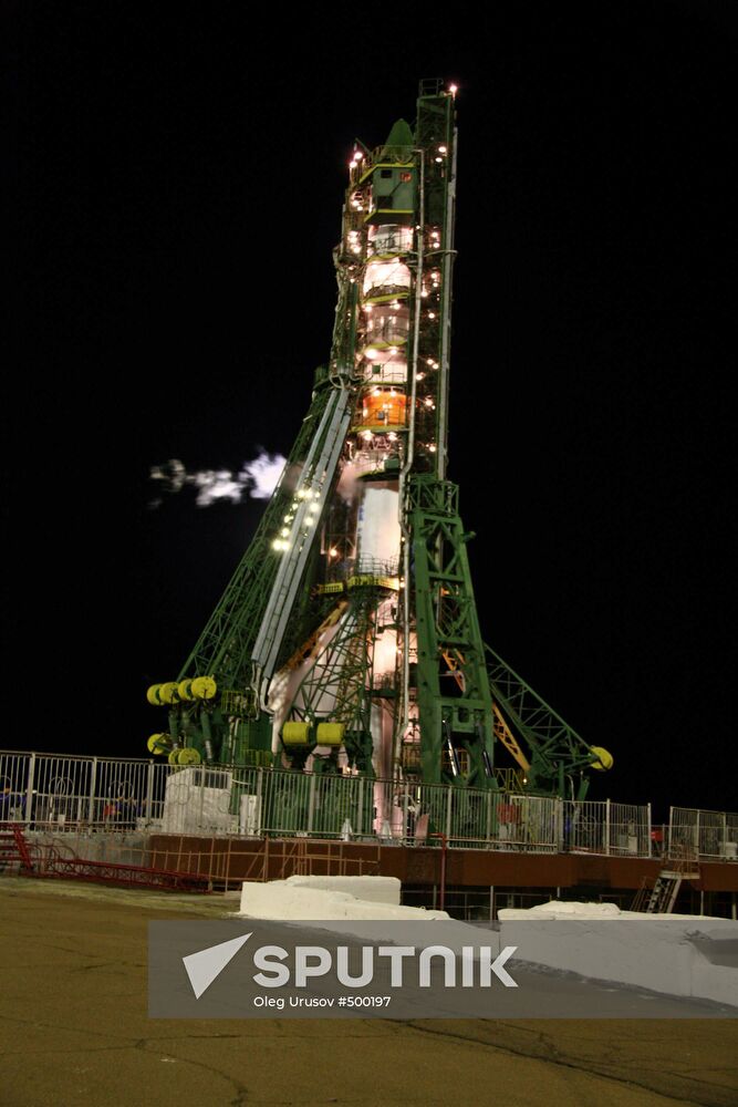 Launch of Soyuz booster rocket with Progress-M freighter