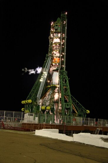Launch of Soyuz booster rocket with Progress-M freighter