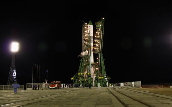 Launch of Soyuz booster rocket with Progress-M freighter