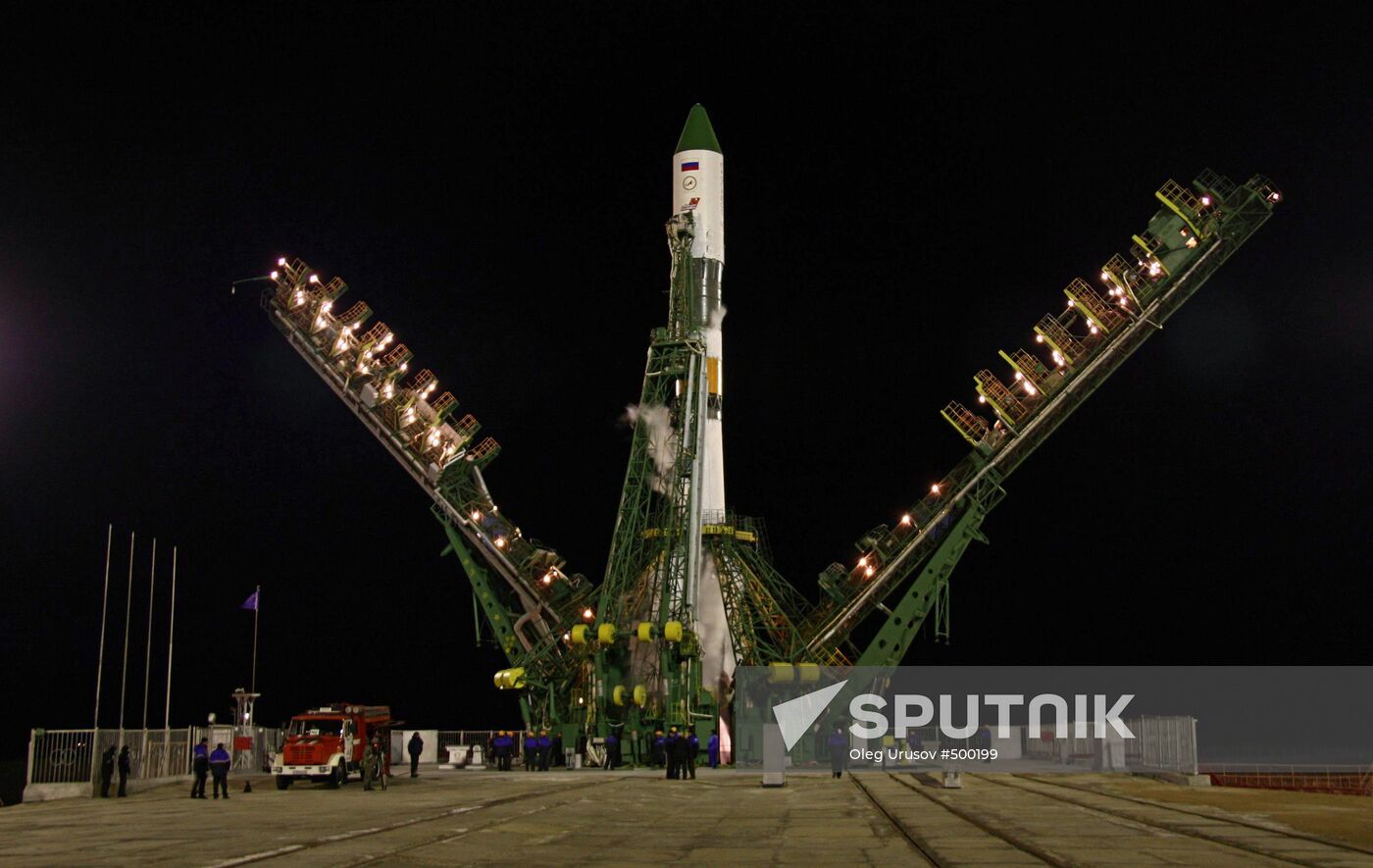 Launch of Soyuz booster rocket with Progress-M freighter