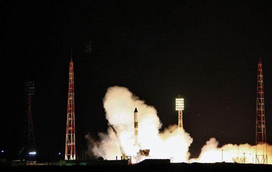Launch of Soyuz booster rocket with Progress-M freighter