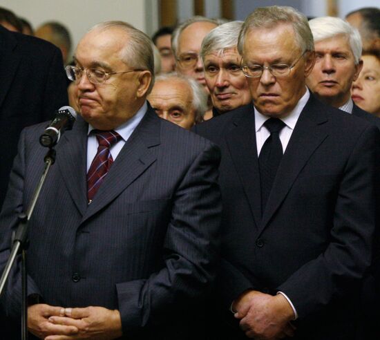 Viktor Sadovnichy and Yury Osipov attend funeral service