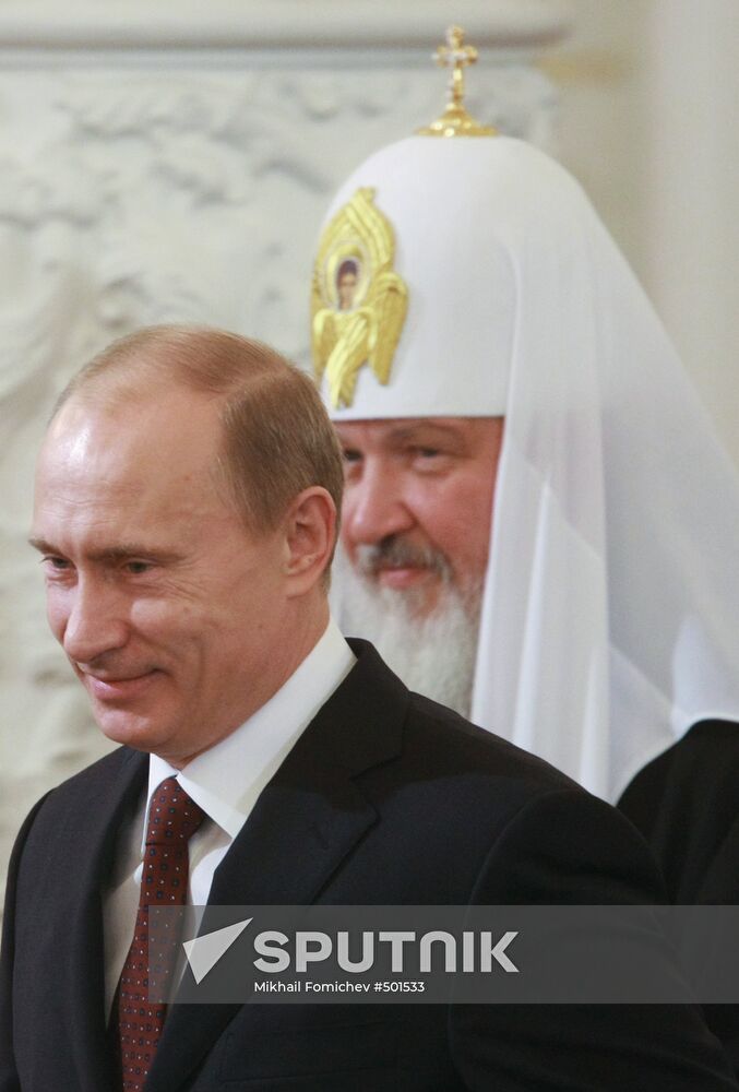 Patriarch Kirill and Prime Minister Vladimir Putin