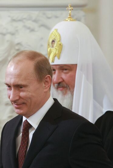 Patriarch Kirill and Prime Minister Vladimir Putin