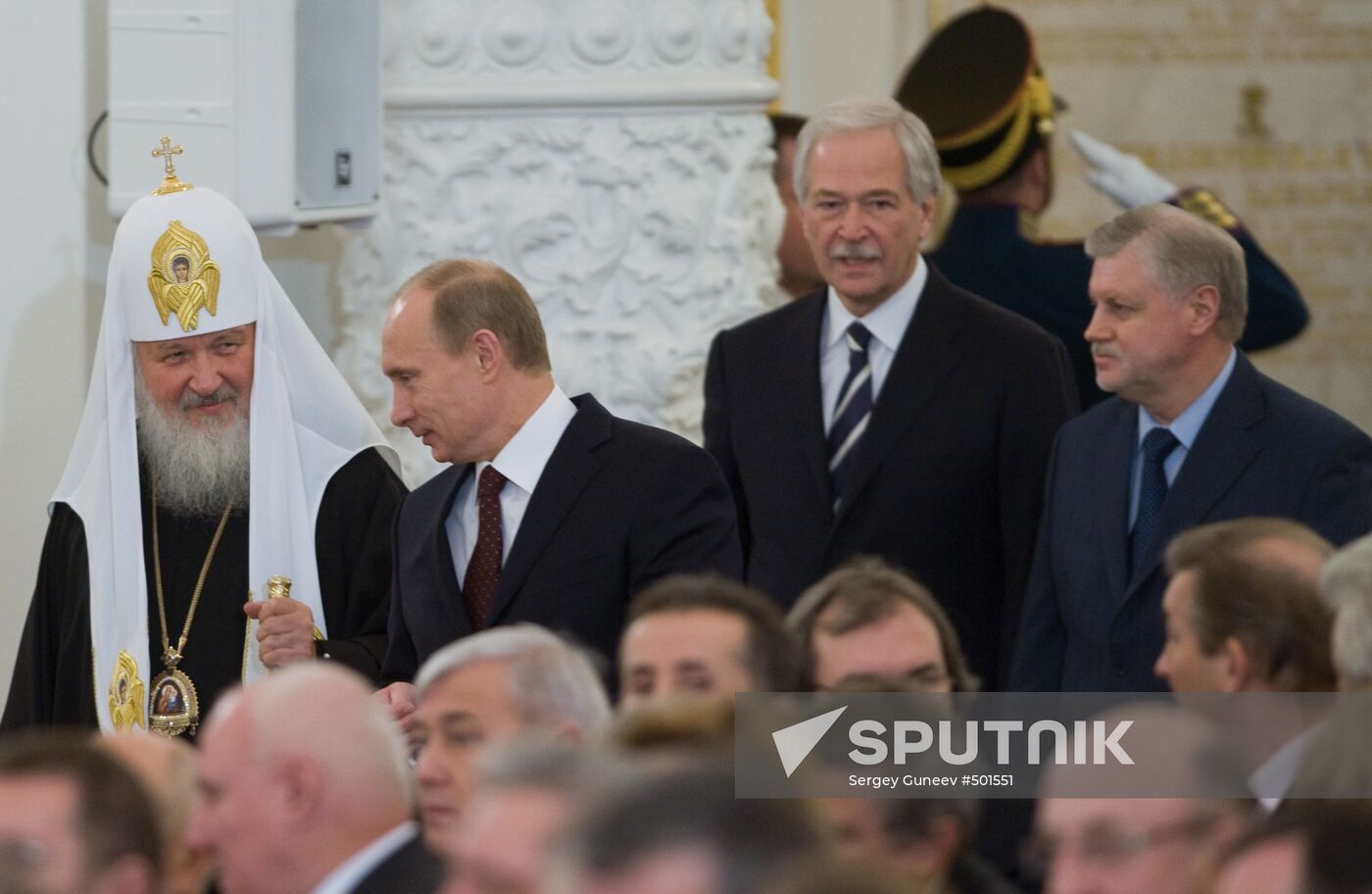 Patriarch Kirill, Vladimir Putin, Boris Gryzlov, Sergei Mironov