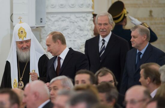 Patriarch Kirill, Vladimir Putin, Boris Gryzlov, Sergei Mironov