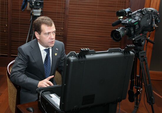 Dmitry Medvedev watches Emergency Ministry video report