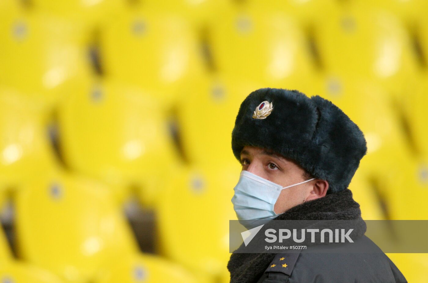 Police provide security at Russia vs. Slovenia football match