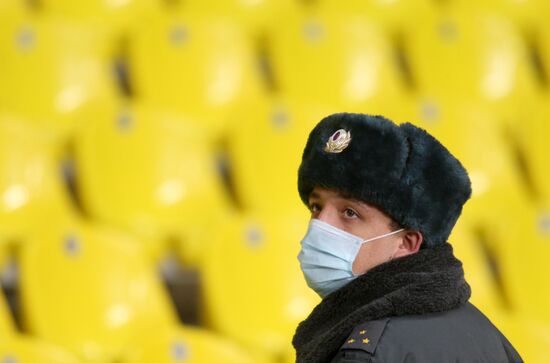 Police provide security at Russia vs. Slovenia football match
