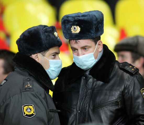 Police provide security at Russia vs. Slovenia football match