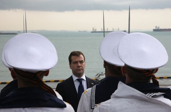 Dmitry Medvedev visiting the Varyag cruiser